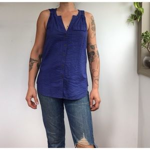 Blue button up tank